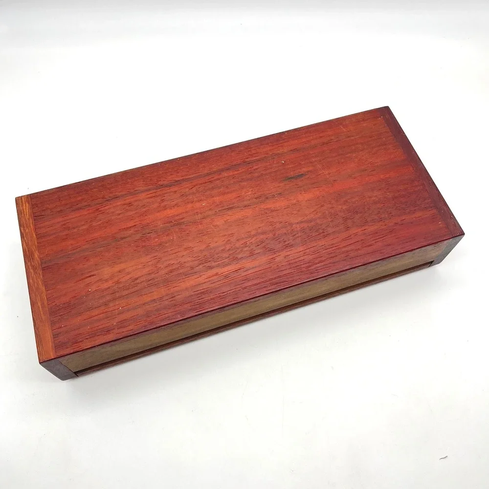 Vintage Handcrafted Wood Valet Box Felt Lined 4 Compartment Jewelry Watch Case